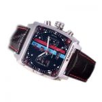 Replica Tag Heuer Monaco Watch SS Black Red/Blue Strap